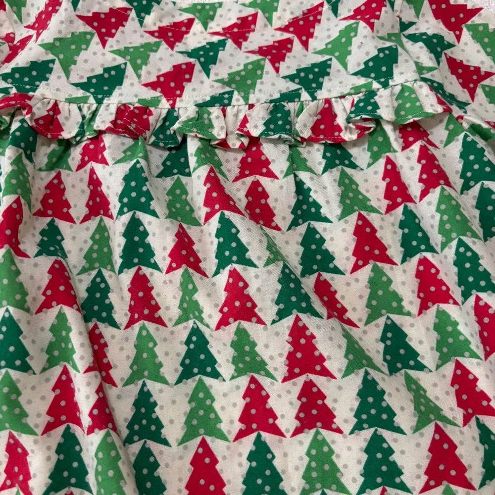 Crewcuts Kids Christmas Tree Nightgown Red Green Polka Dot Sleepwear Size 6